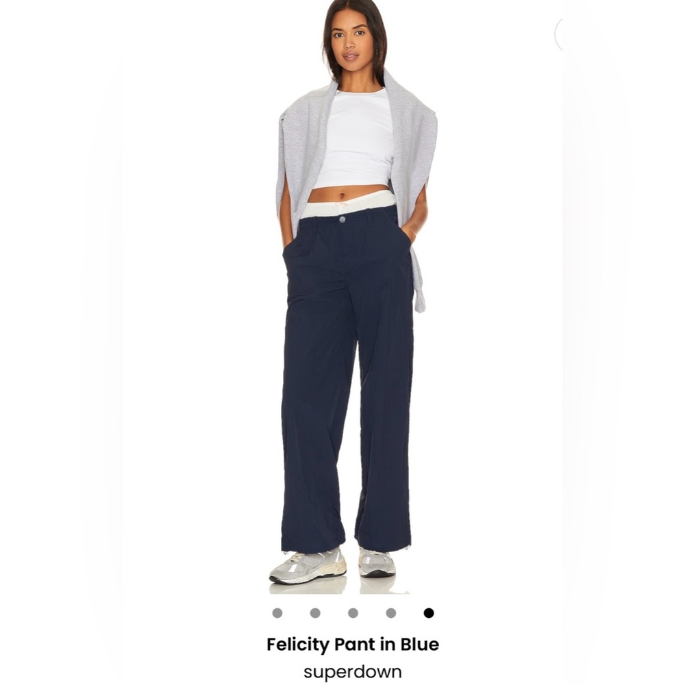 superdown Felicity Wide-Leg Track Pants in Navy Blue